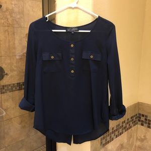 Sheer navy blue top